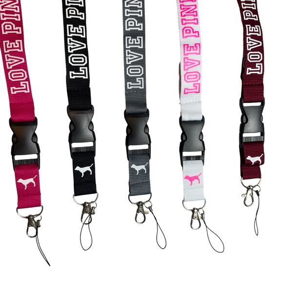 5 VS Love Pink Lanyards Keychain Combo ID Holder NWOT 19" Work School Themepark - Picture 2 of 9